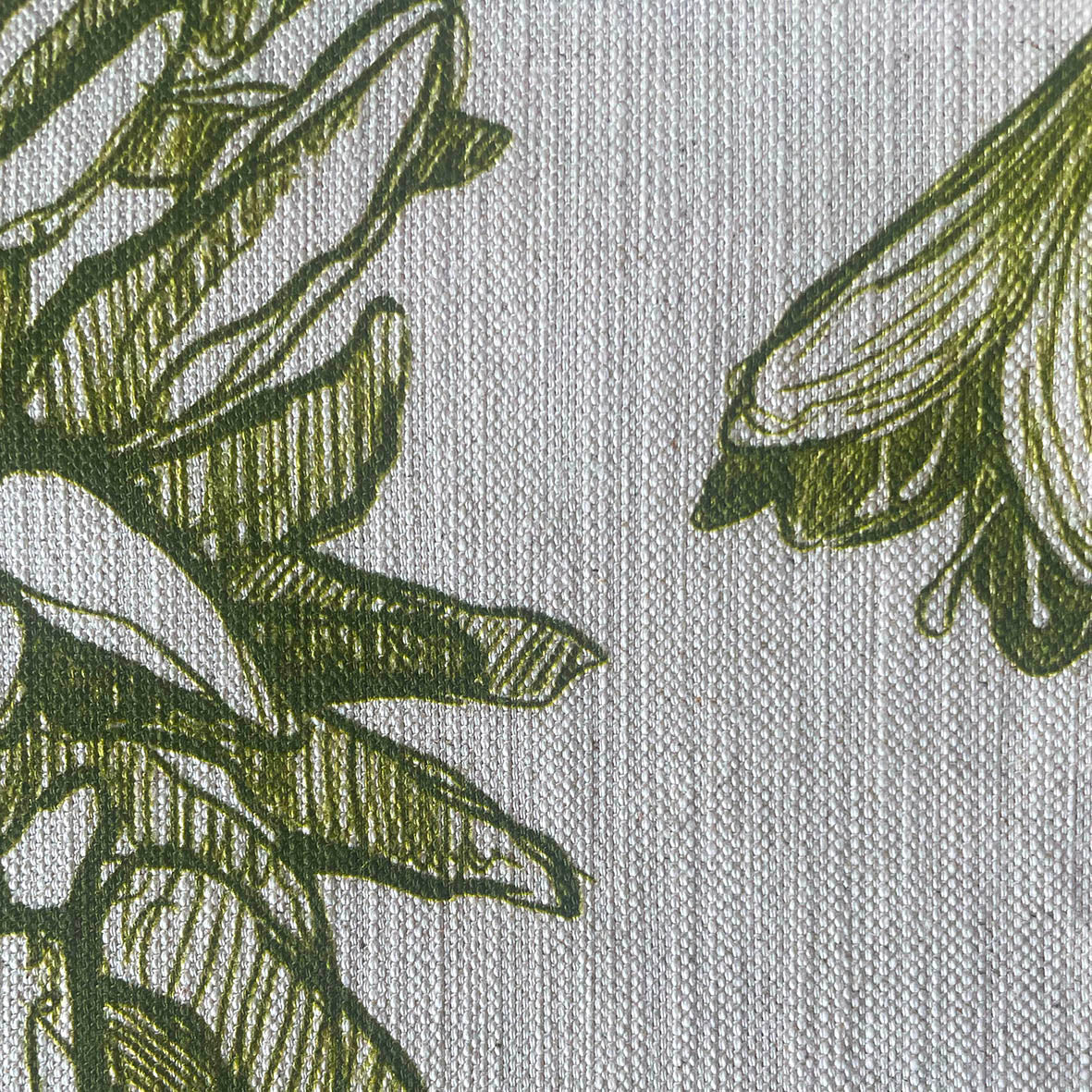 Indigenous African Botanicals Green on Beige Tablecloth