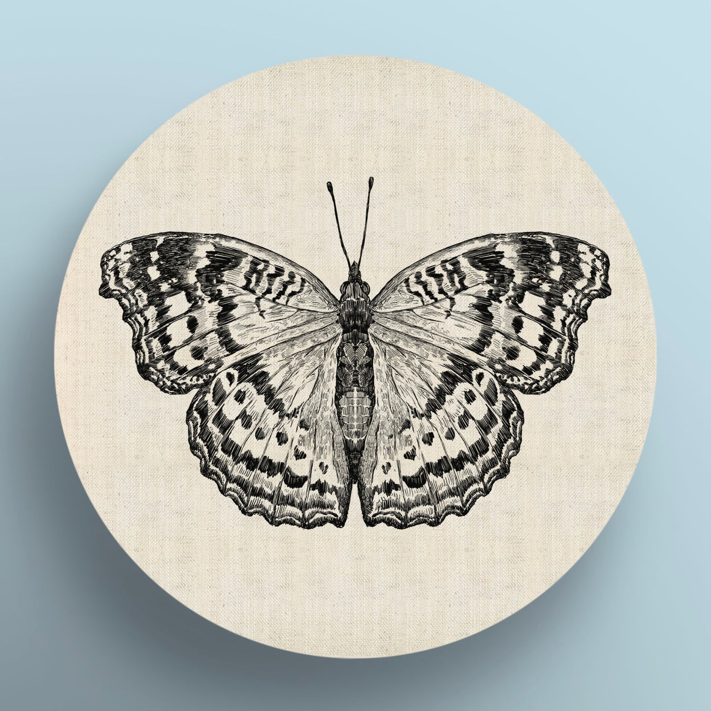 Gaudy Commodore II Monochrome Round Canvas
