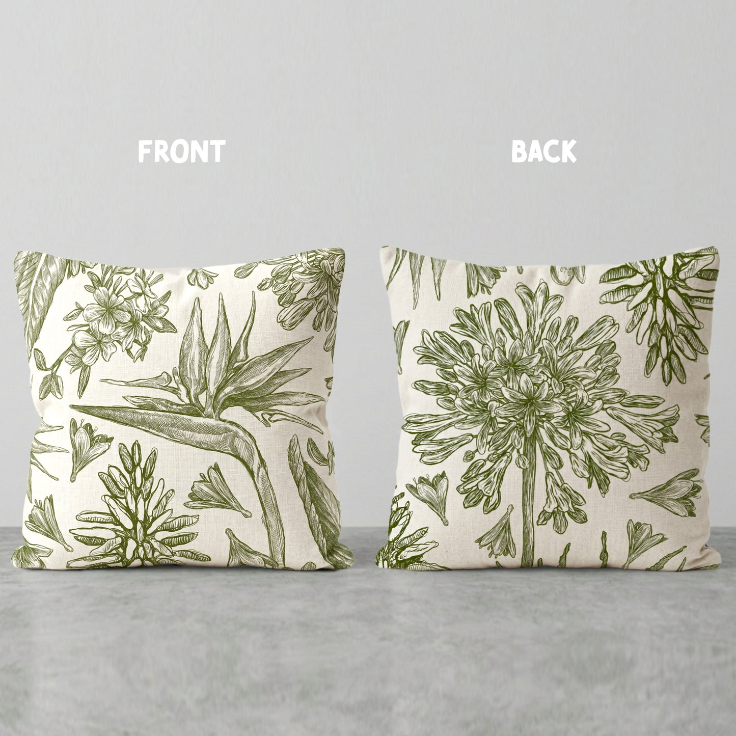 Indigenous African Botanicals Green on Beige Scatter Cushion Cover