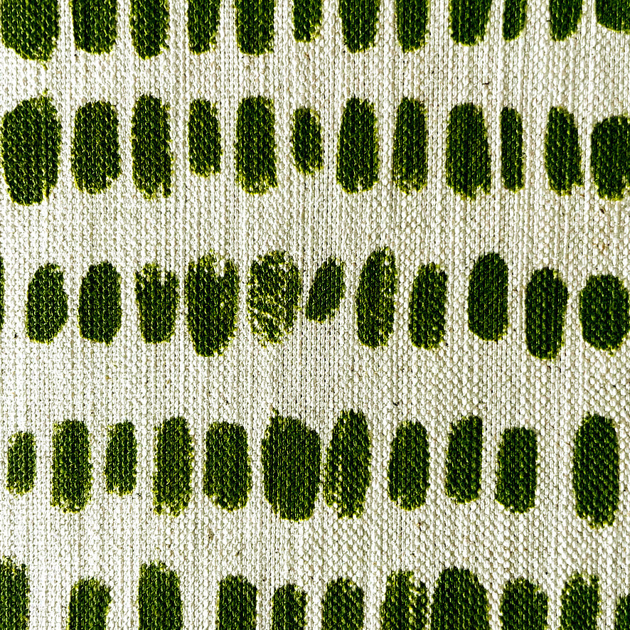 African Notch Pattern Green on Beige Table Runner