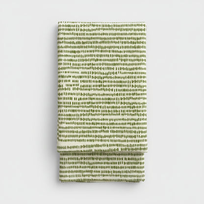 African Notch Pattern Green on Beige Table Runner