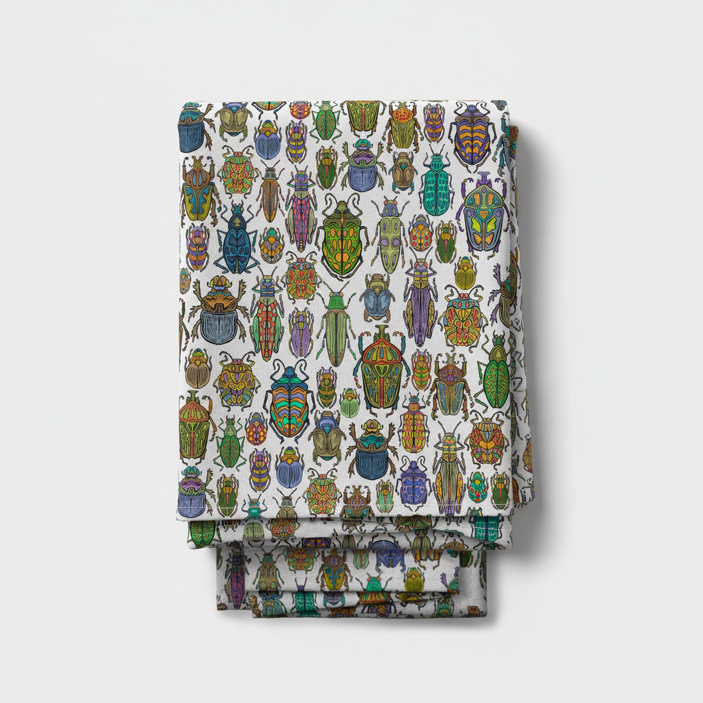 Beetle Multicolour on White Table Runner