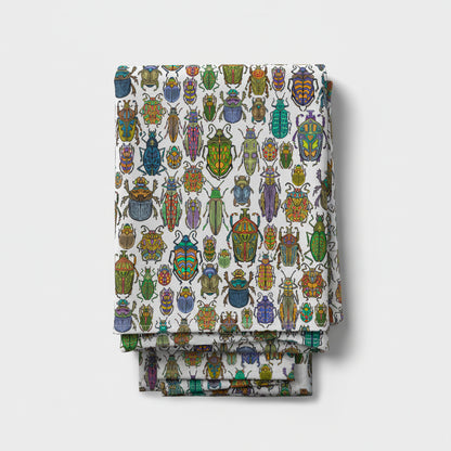 Beetle Multicolour on White Table Runner