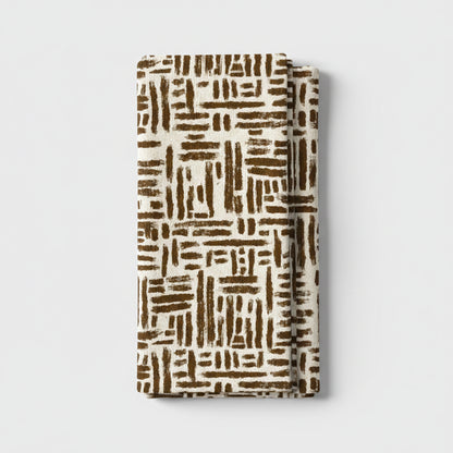 African Hatch Pattern Brown on Beige Table Runner
