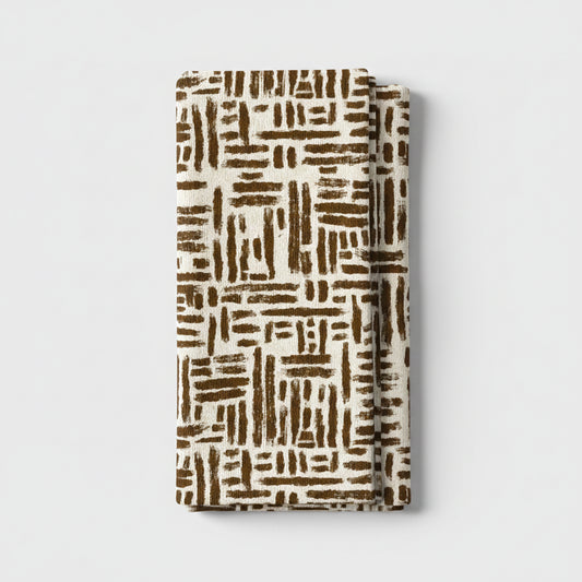 African Hatch Pattern Brown on Beige Table Runner