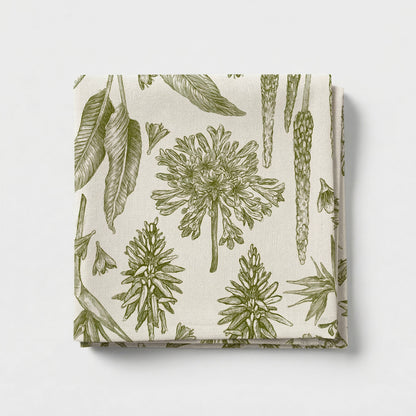 Indigenous African Botanicals Green on Beige Tablecloth