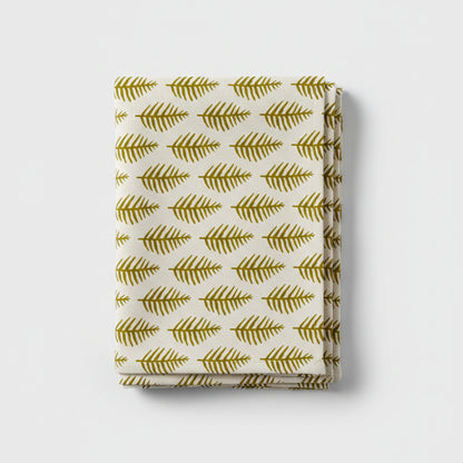 African Leaf Yellow Ochre on Beige Table Runner