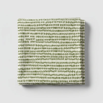 African Notch Pattern Green on Beige Tablecloth