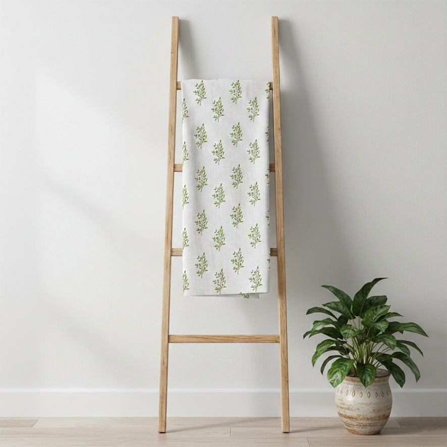 Foliage Green on White Table Runner