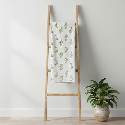 Foliage Green on White Table Runner