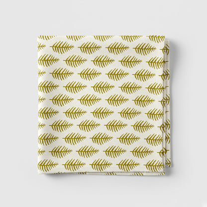 African Leaf Yellow Ochre on Beige Tablecloth