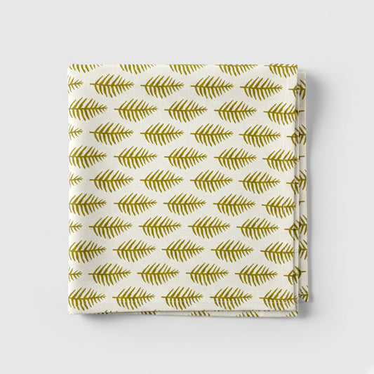 African Leaf Yellow Ochre on Beige Tablecloth