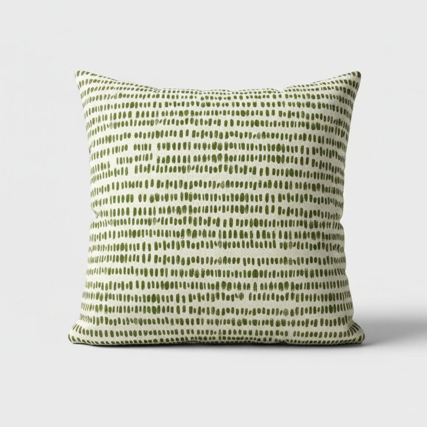 African Notch Pattern Green on Beige Scatter Cushion Cover