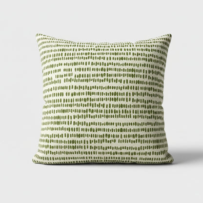 African Notch Pattern Green on Beige Scatter Cushion Cover