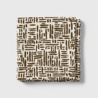 African Hatch Pattern Brown on Beige Tablecloth