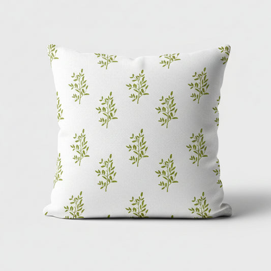 Foliage Green on White Scatter Cushion Cover