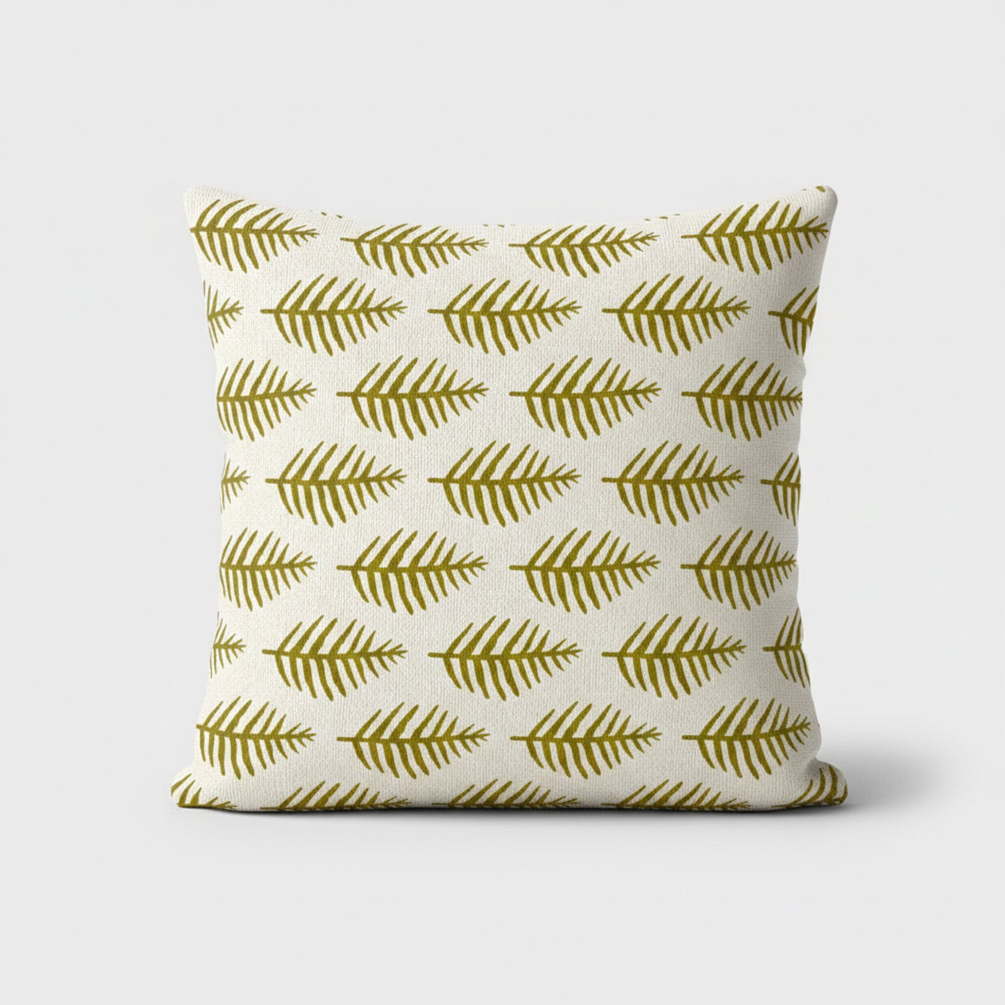 African Leaf Yellow Ochre on Beige Scatter Cushion Cover