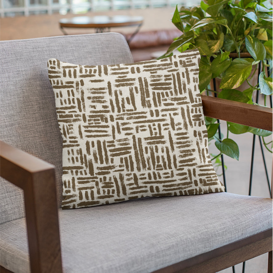 African Hatch Pattern Brown on Beige Scatter Cushion Cover