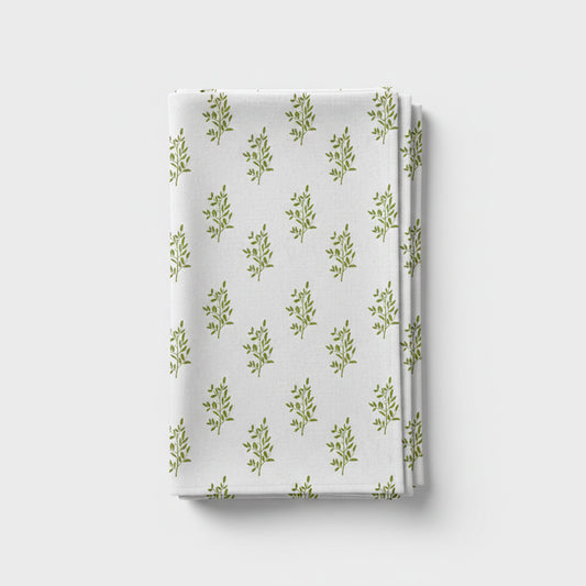 Foliage Green on White Table Runner