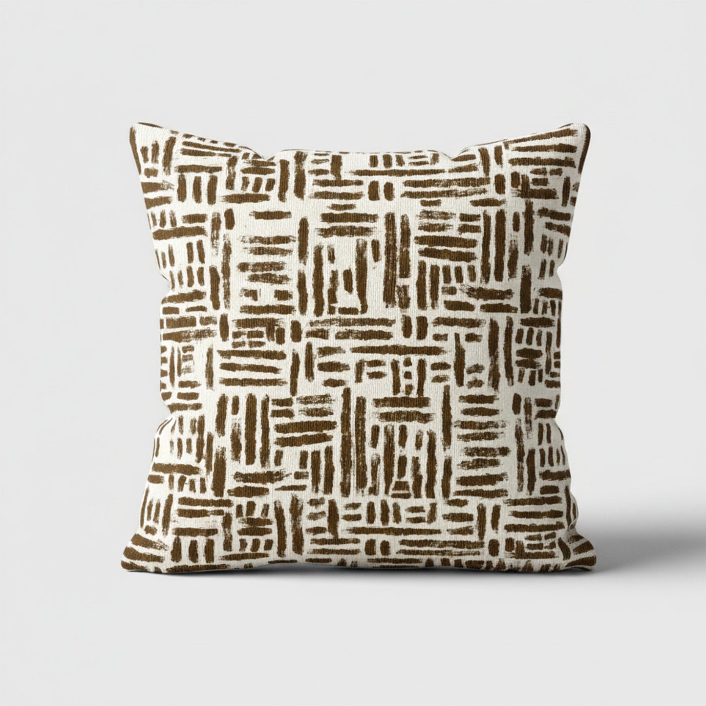 African Hatch Pattern Brown on Beige Scatter Cushion Cover