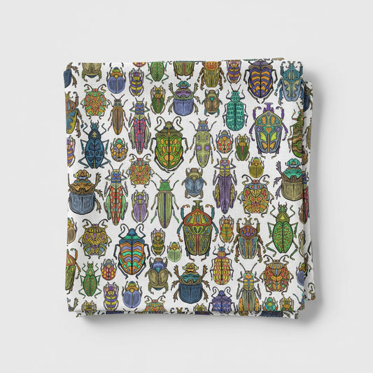 Beetle Multicolour on White Tablecloth