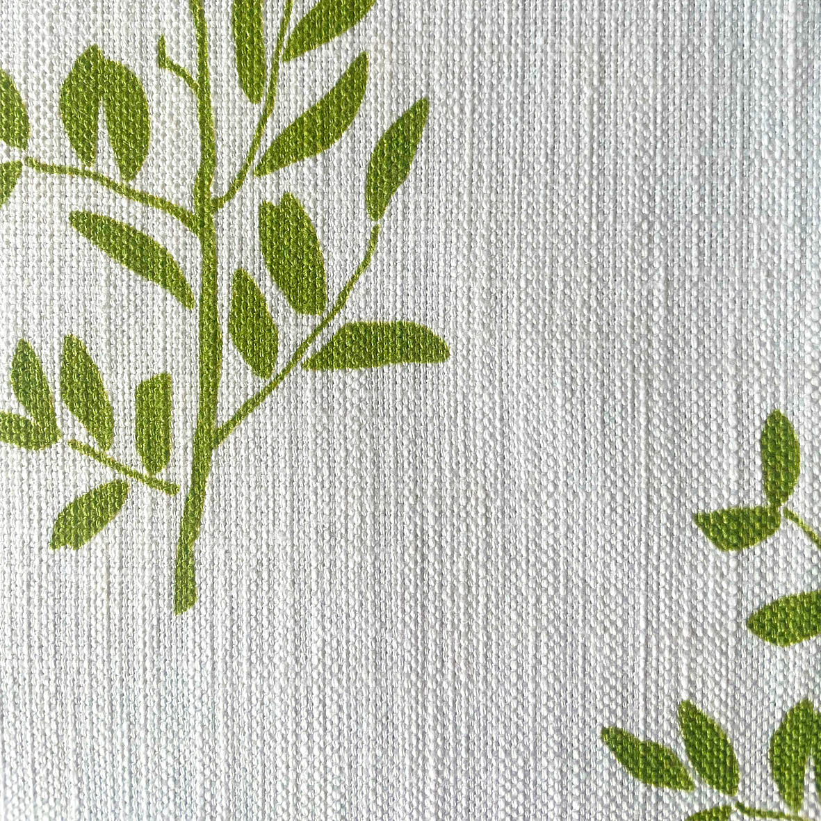 Foliage Green on White Tablecloth