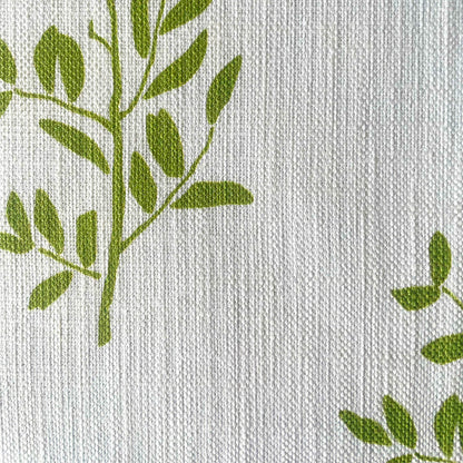 Foliage Green on White Tablecloth