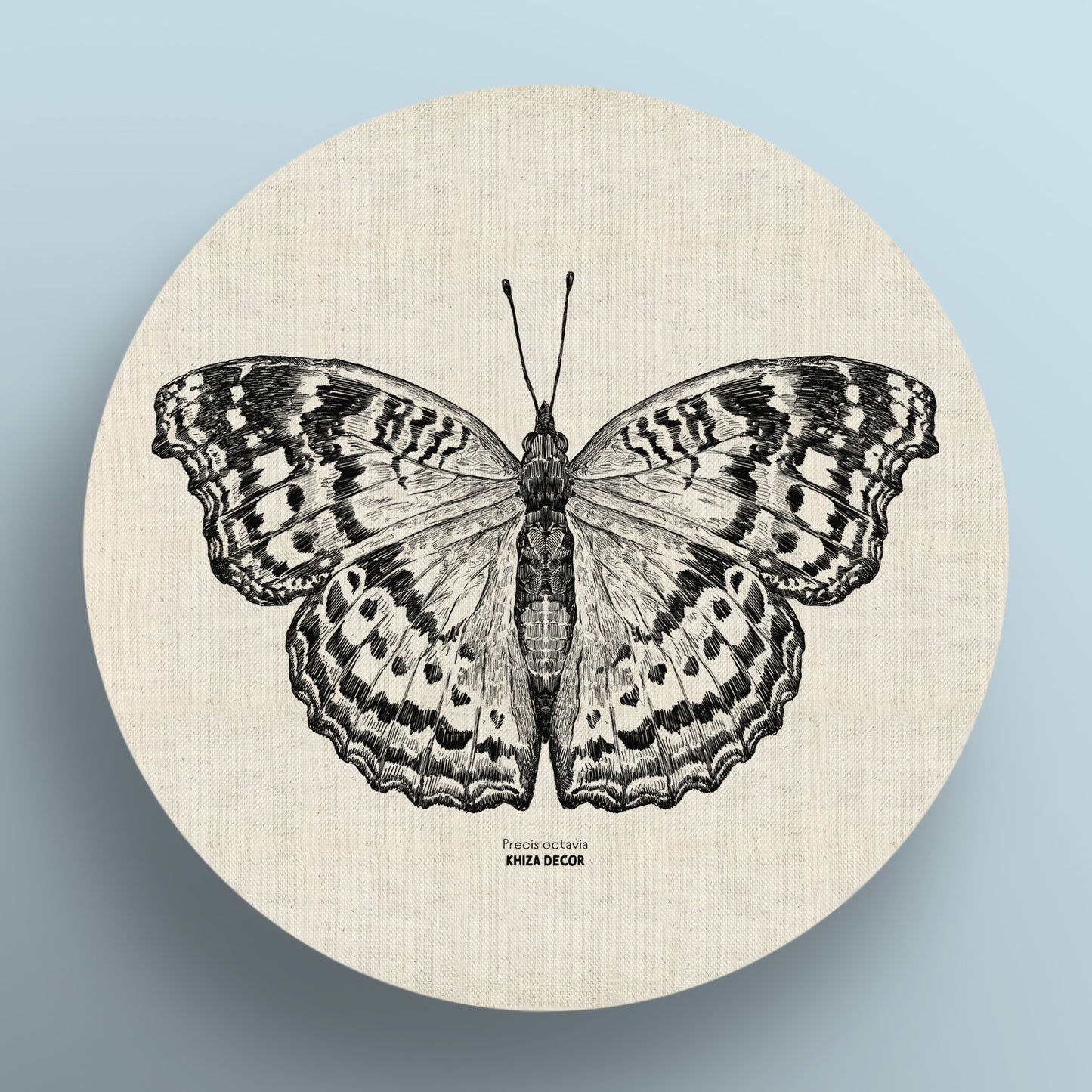 Gaudy Commodore II Monochrome Round Canvas