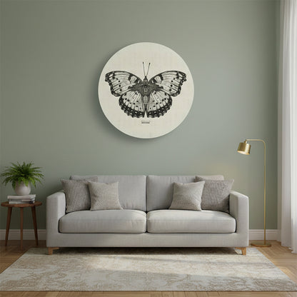 Gaudy Commodore I Monochrome Round Canvas