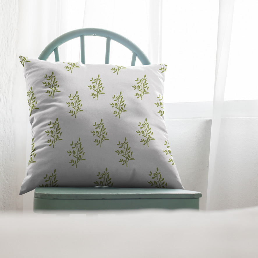 Foliage Green on White Scatter Cushion Cover