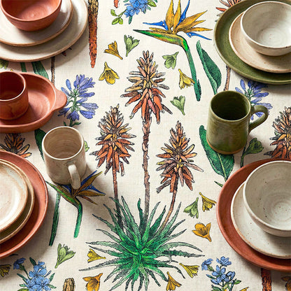 Indigenous African Botanicals Multicolour on Beige Tablecloth