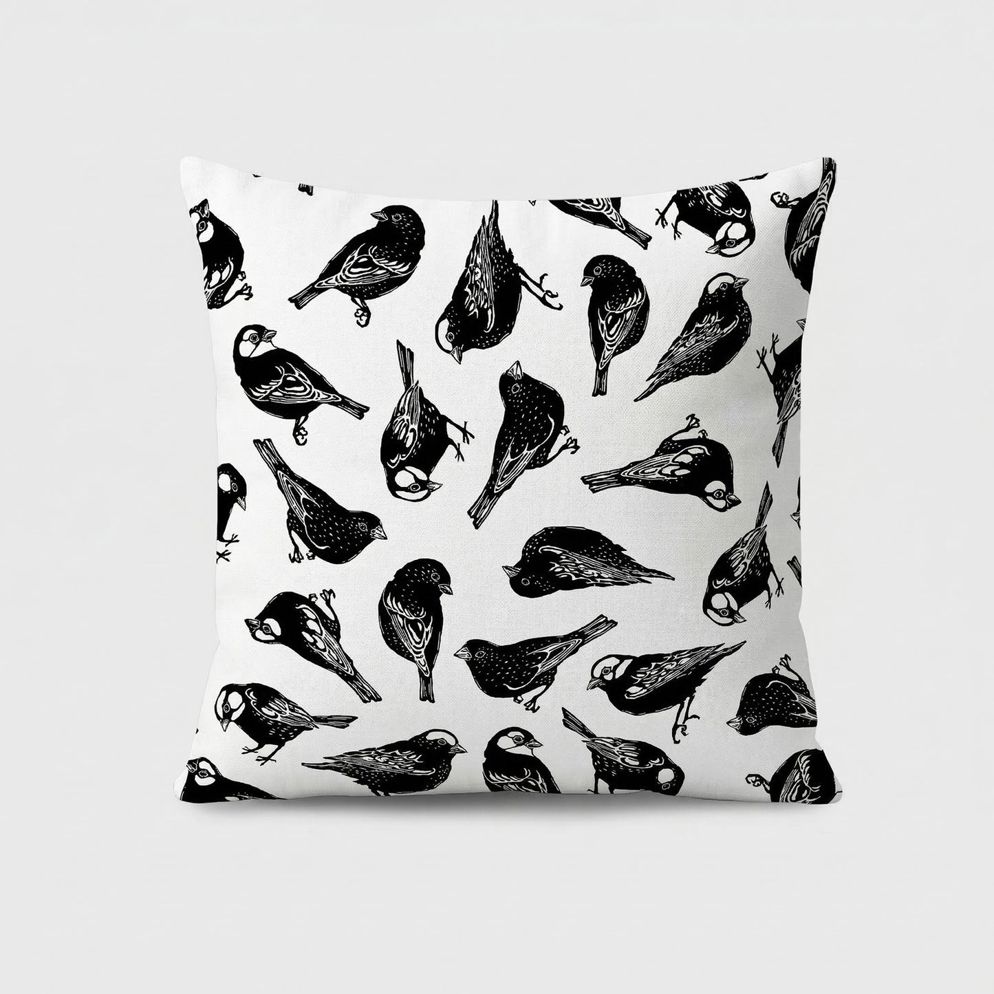 Sparrow Monochrome on White Scatter Cushion Cover