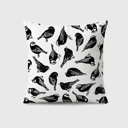 Sparrow Monochrome on White Scatter Cushion Cover