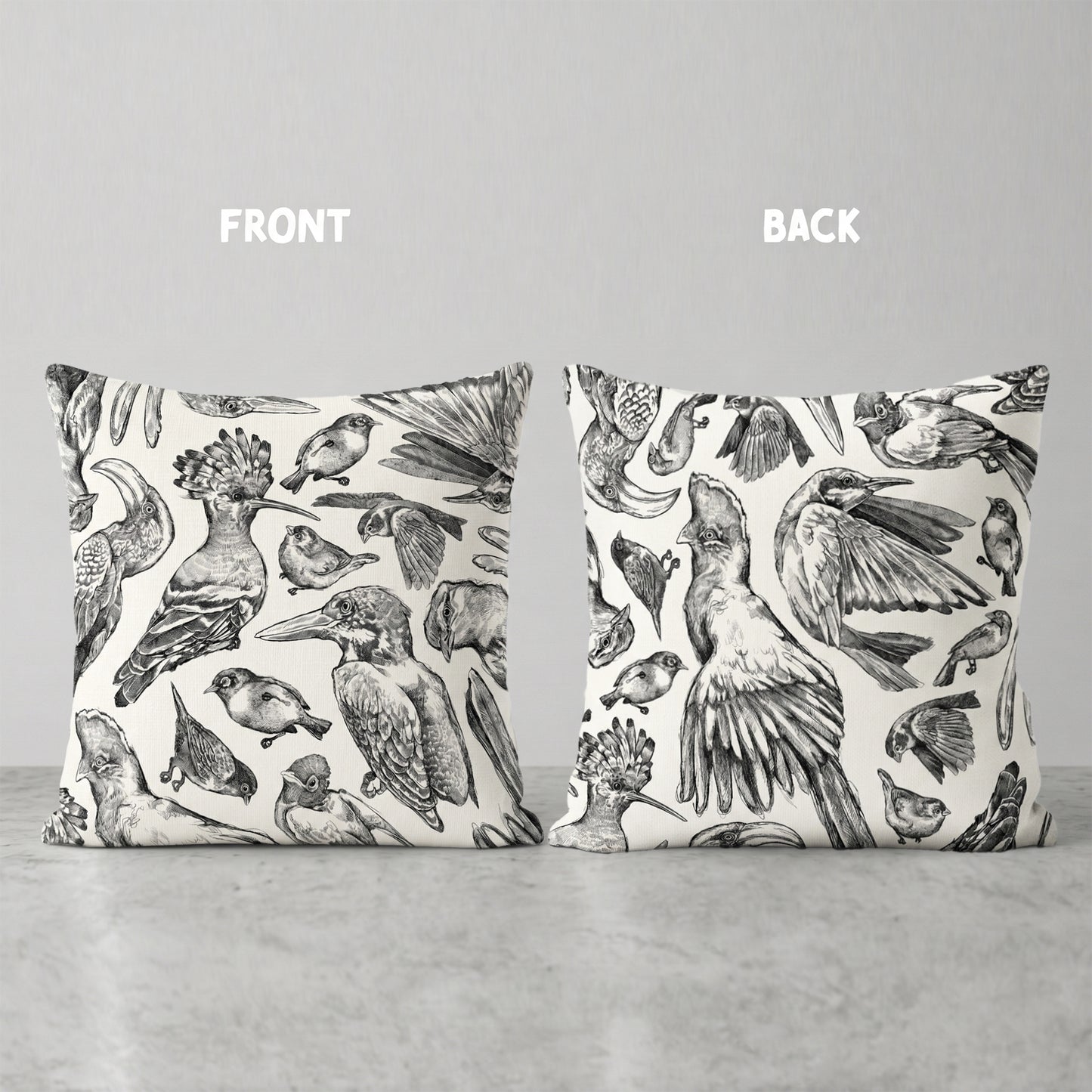 Indigenous African Birds Monochrome on Beige Scatter Cushion Cover