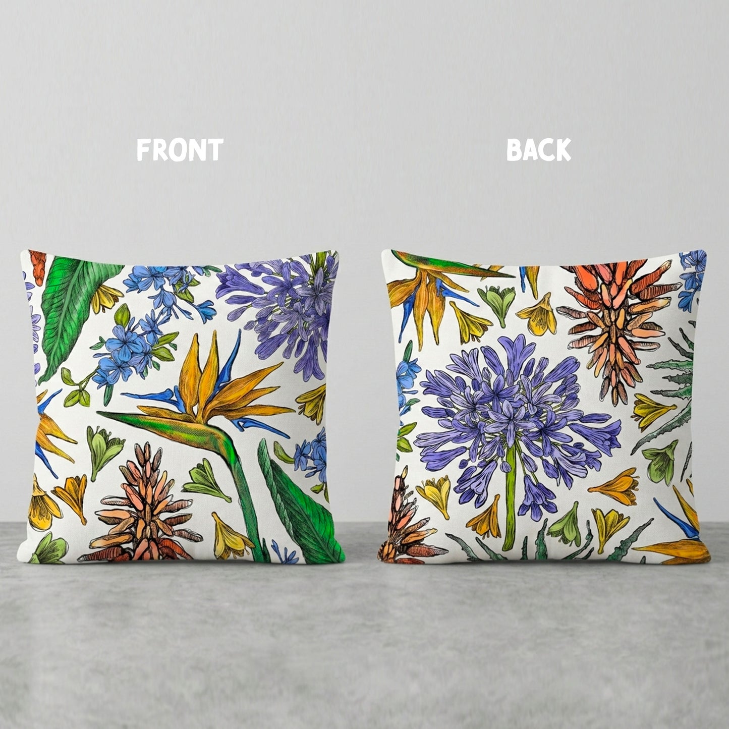 Indigenous African Botanicals Multicolour on White Scatter Cushion Cover