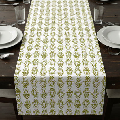 Insect Gold on White Table Runner