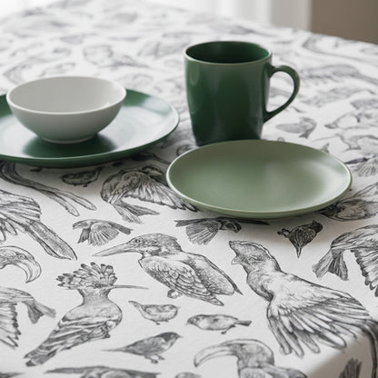 Indigenous African Birds Black on Beige Tablecloth