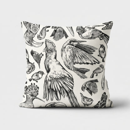 Indigenous African Birds Monochrome on Beige Scatter Cushion Cover