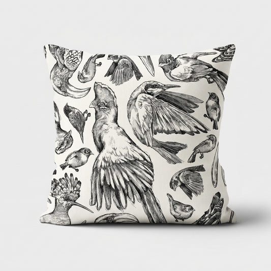 Indigenous African Birds Monochrome on Beige Scatter Cushion Cover