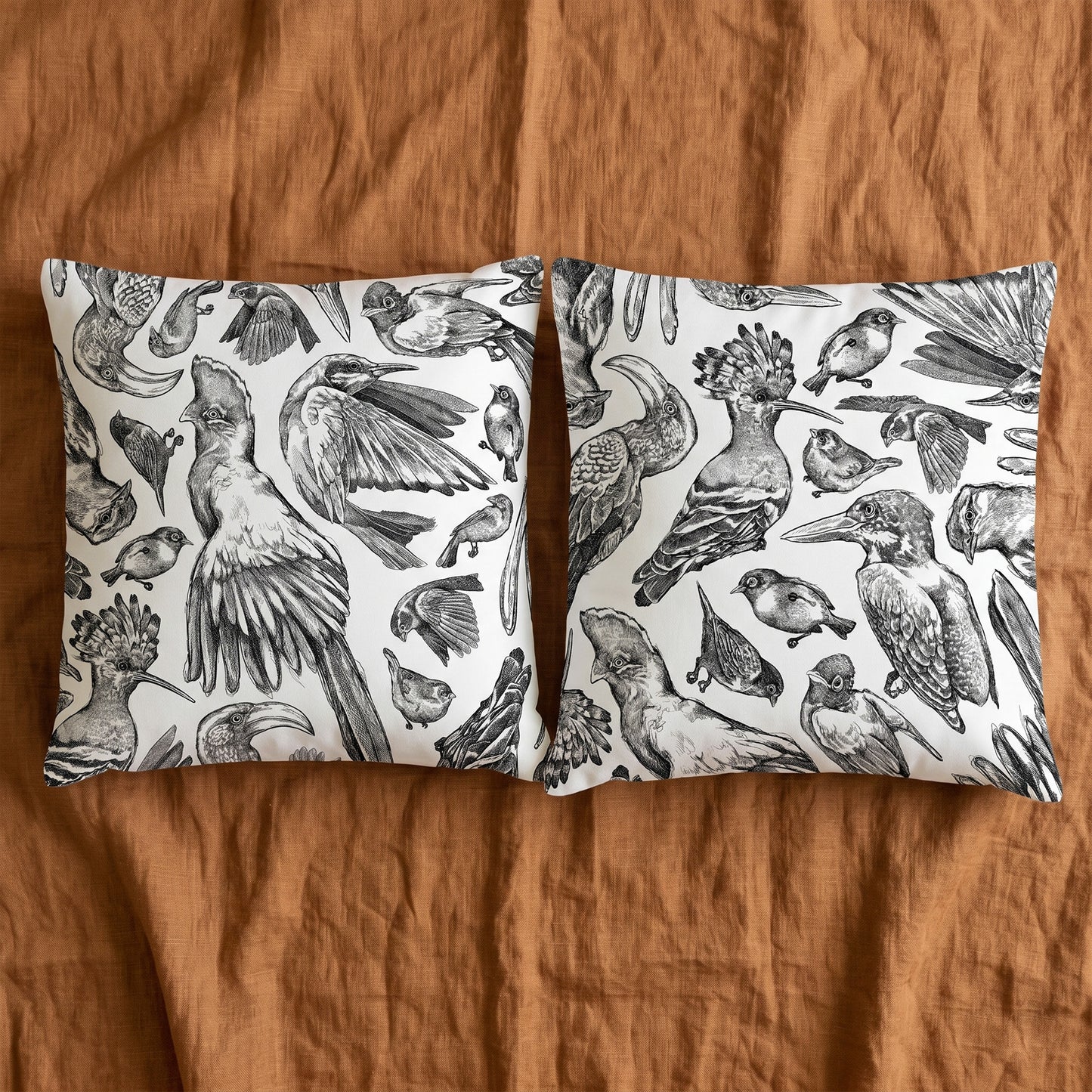 Indigenous African Birds Monochrome on Beige Scatter Cushion Cover