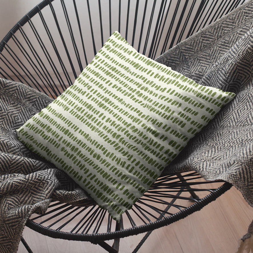 African Notch Pattern Green on Beige Scatter Cushion Cover