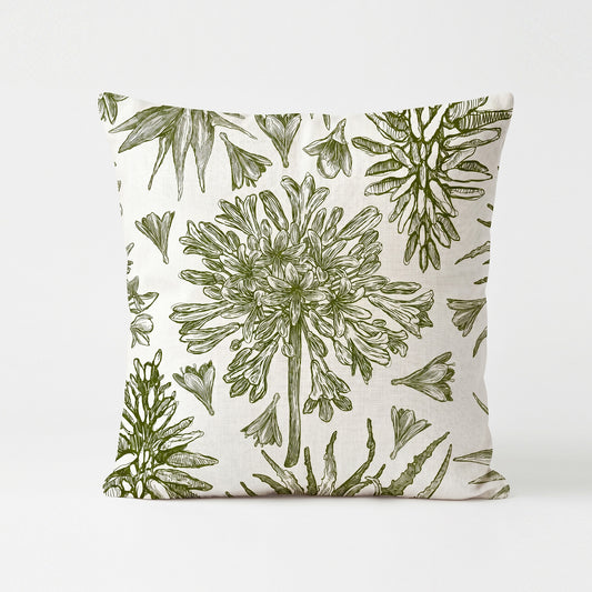 Indigenous African Botanicals Green on Beige Scatter Cushion Cover