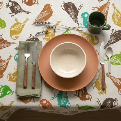 Sparrow Multicolour on Beige Tablecloth